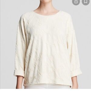 Vince Cream Jacquard Cuff Sleeve Sweatshirt Sz Small